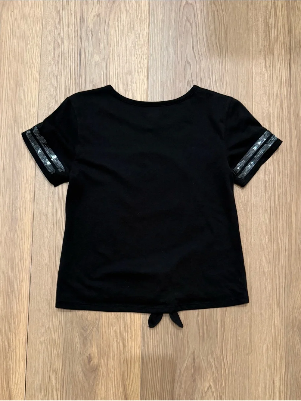 Justice Black Short Sleeve Tee with Eiffel Tower Splash Graphic- Girls 10